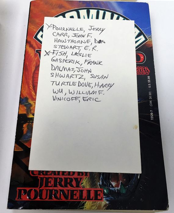Jerry Pournelle Collection: War World Series: Blood Feuds, The Burning Eye, Sauron Dominion & Revolt on War World - Multiple Signatures: Jerry Pournelle, Harry Turtledove, Mike Resnick, Poul Anderson, Harry Turtledove, Susan Shwartz, S.M. Stirling, etc. [Photo 38]