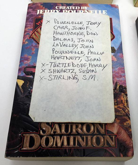 Jerry Pournelle Collection: War World Series: Blood Feuds, The Burning Eye, Sauron Dominion & Revolt on War World - Multiple Signatures: Jerry Pournelle, Harry Turtledove, Mike Resnick, Poul Anderson, Harry Turtledove, Susan Shwartz, S.M. Stirling, etc. [Photo 26]