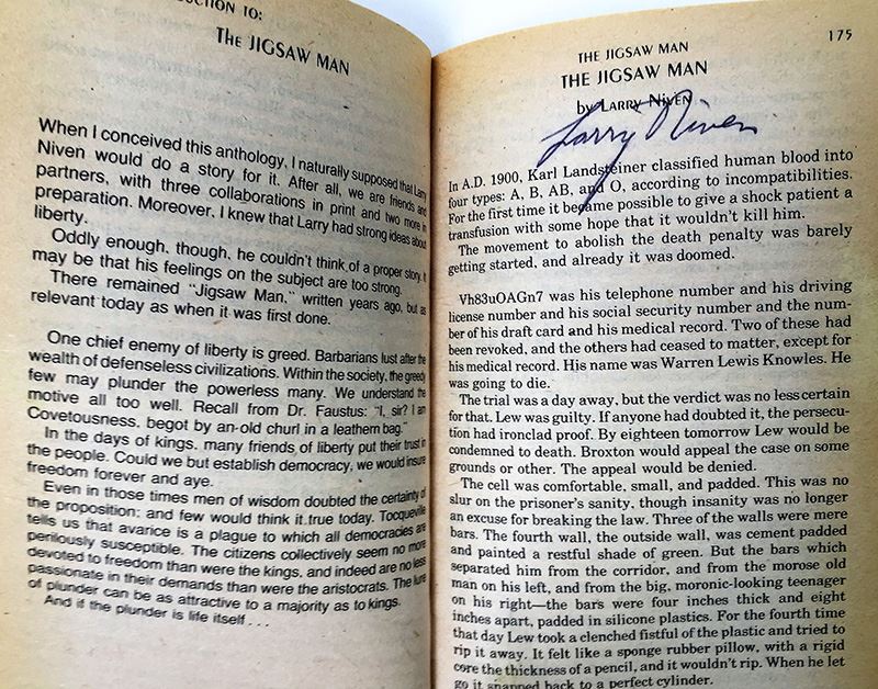 Jerry Pournelle Collection: Survival of Freedom, Black Holes & 20/20 Vision - Multiple Signatures: Jerry Pournelle, Norman Spinrad, Poul Anderson, Larry Niven, Harlan Ellison, Ursula K. Le Guin, Kevin O'Donnell, Jr., A.E. Van Vogt, etc. [Photo 12]