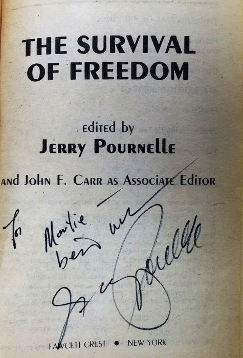 Jerry Pournelle Collection: Survival of Freedom, Black Holes & 20/20 Vision - Multiple Signatures: Jerry Pournelle, Norman Spinrad, Poul Anderson, Larry Niven, Harlan Ellison, Ursula K. Le Guin, Kevin O'Donnell, Jr., A.E. Van Vogt, etc. [Photo 6]