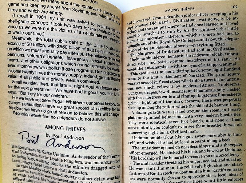 Jerry Pournelle Collection: Survival of Freedom, Black Holes & 20/20 Vision - Multiple Signatures: Jerry Pournelle, Norman Spinrad, Poul Anderson, Larry Niven, Harlan Ellison, Ursula K. Le Guin, Kevin O'Donnell, Jr., A.E. Van Vogt, etc. [Photo 10]