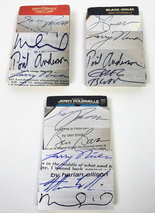 Jerry Pournelle Collection: Survival of Freedom, Black Holes & 20/20 Vision - Multiple Signatures: Jerry Pournelle, Norman Spinrad, Poul Anderson, Larry Niven, Harlan Ellison, Ursula K. Le Guin, Kevin O'Donnell, Jr., A.E. Van Vogt, etc. [Photo 1]