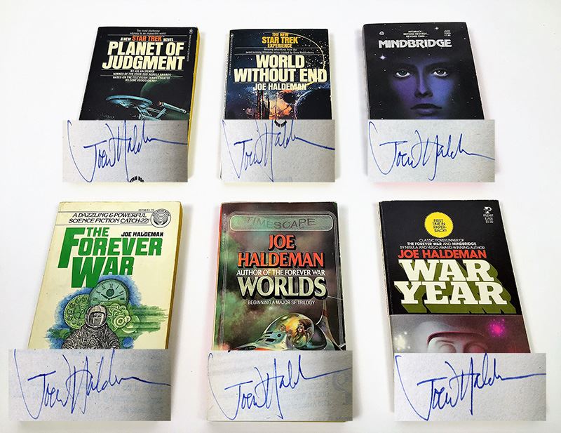 Joe Haldeman Collection: Star Trek Series: Planet of Judgment & World Without End; Mindbridge, The Forever War, Worlds & War Year - Signed by Joe Haldeman [Photo 1]