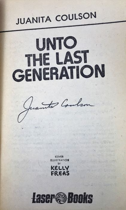 Juanita Coulson Collection: Unto the Last Generation & Space Gap (Laser Books 11 & 20) - Signed by Juanita Coulson [Photo 6]