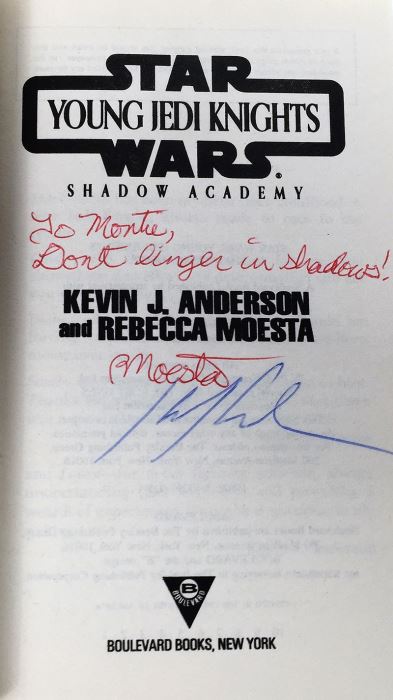 Kevin J. Anderson & Rebecca Moesta Collection: Star Wars: Young Jedi Knights: Heirs of the Force, Shadow Academy, The Lost Ones, Lightsaber & Jedi Under Siege - Signed by Kevin J. Anderson & Rebecca Moesta [Photo 14]