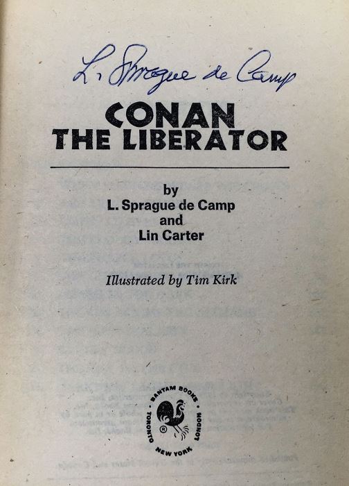 L. Sprague de Camp Collection: The Purple Pterodactlys, The Compleat Enchanter & Lest Darkness Fall; Conan the Liberator & Conan and the Spider God - Signed by L. Sprague de Camp [Photo 25]