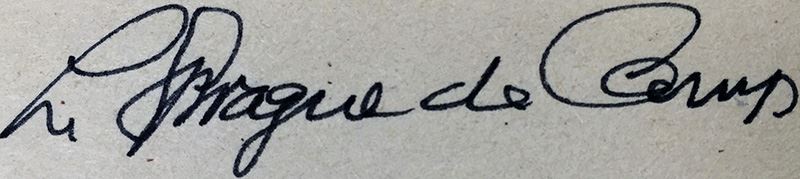 L. Sprague de Camp Collection: The Purple Pterodactlys, The Compleat Enchanter & Lest Darkness Fall; Conan the Liberator & Conan and the Spider God - Signed by L. Sprague de Camp [Photo 31]