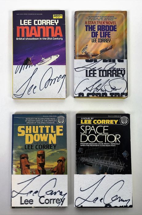 Lee Correy Collection: Manna, The Abode of LIfe (Star Trek), Shuttle Down & Space Doctor - Signed by Lee Correy (G. Harry Stine) [Photo 1]