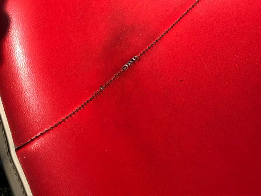 Set Of (6) Herman Miller Charles Eames Fiberglass Swivel Shell Chairs Office Desk Red Vinyl Aluminum Base [Photo 24]