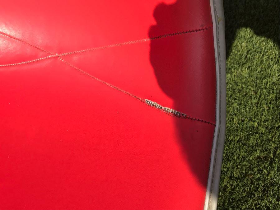 Set Of (6) Herman Miller Charles Eames Fiberglass Swivel Shell Chairs Office Desk Red Vinyl Aluminum Base [Photo 26]