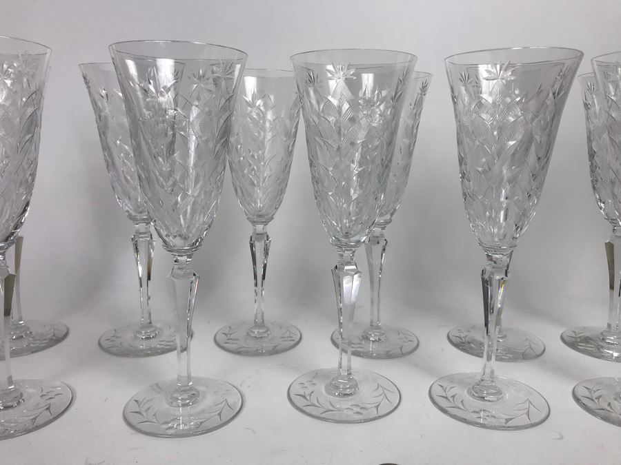 (11) Etched Crystal Stemware Glasses 10' [Photo 2]
