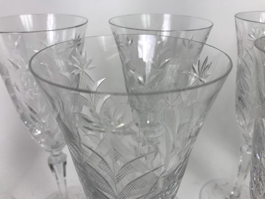 (11) Etched Crystal Stemware Glasses 10' [Photo 5]