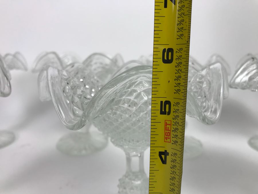 Set of 7 Vintage Ice Cream Sundae Dishes Desert Cups Clear Glass Footed  [Photo 7]