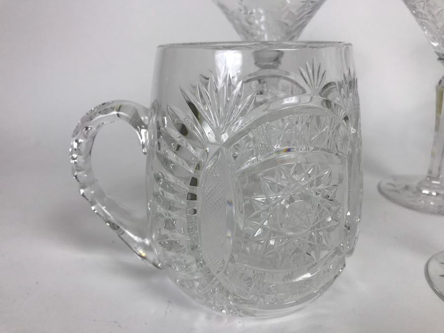 (6) Crystal Stemware Glasses And (2) Crystal Mugs [Photo 8]