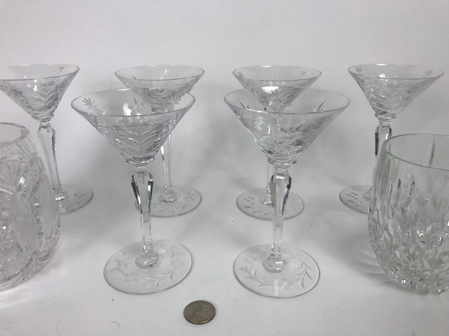 (6) Crystal Stemware Glasses And (2) Crystal Mugs [Photo 2]