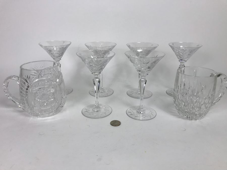 (6) Crystal Stemware Glasses And (2) Crystal Mugs [Photo 1]