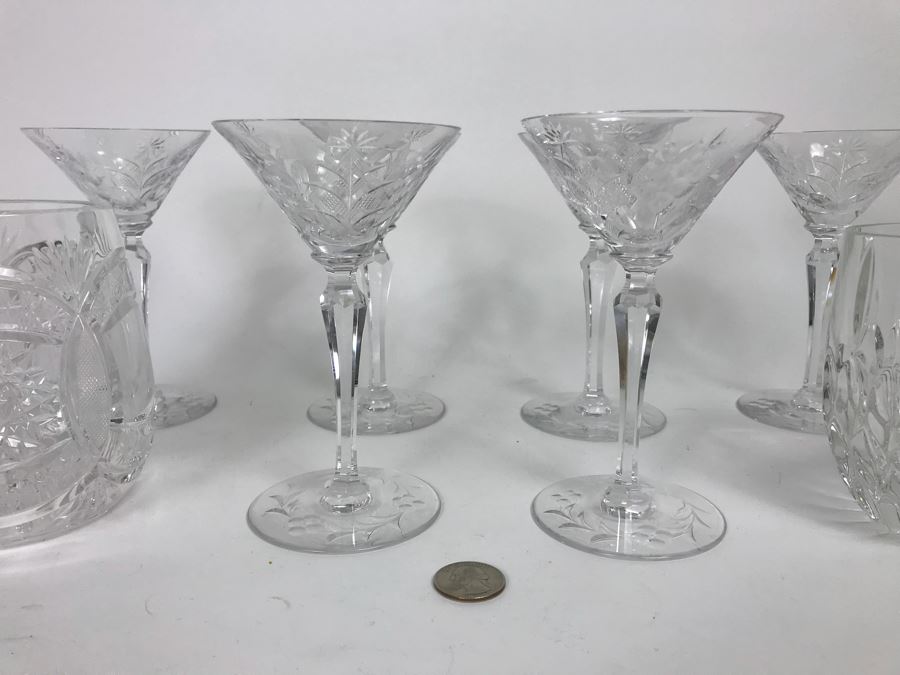 (6) Crystal Stemware Glasses And (2) Crystal Mugs [Photo 4]