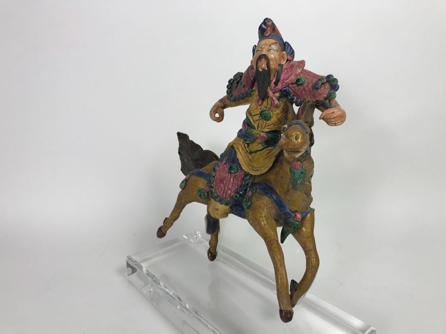 Vintage Asian Hand Made Roof Tile Mounted On Lucite Base For Display 12' High [Photo 8]