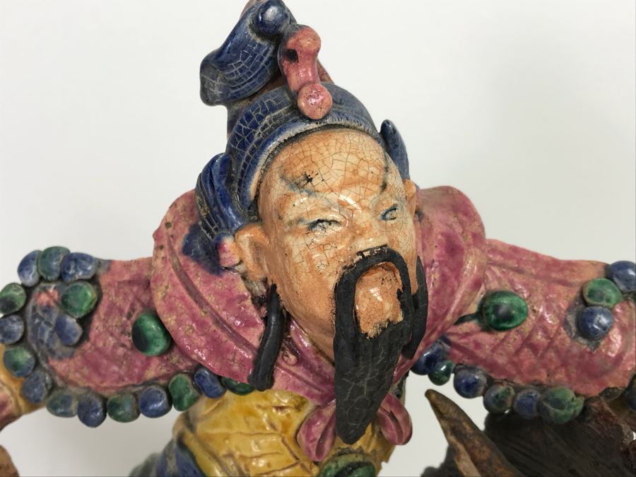 Vintage Asian Hand Made Roof Tile Mounted On Lucite Base For Display 12' High [Photo 6]