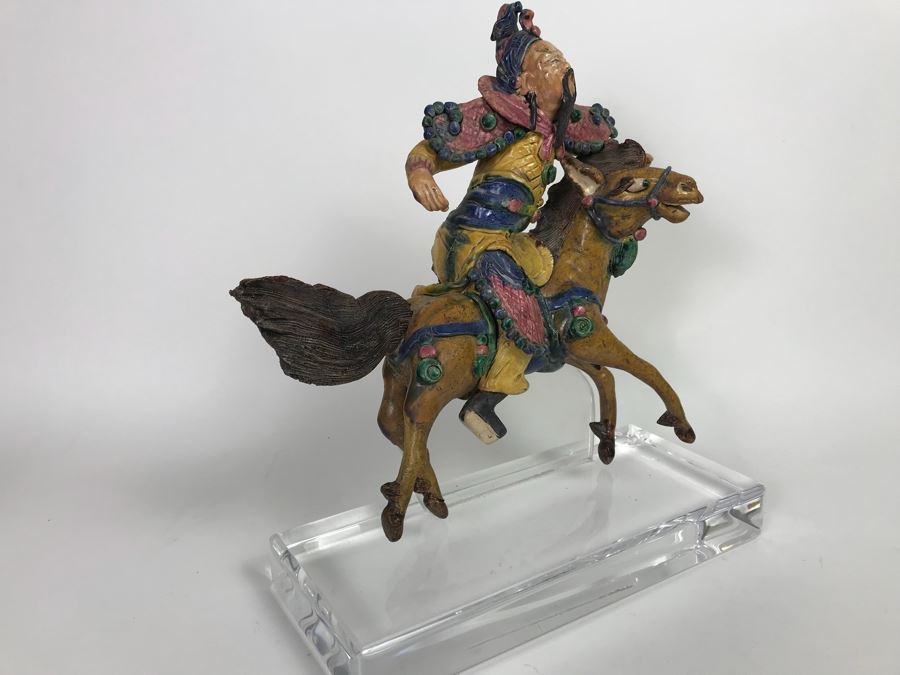 Vintage Asian Hand Made Roof Tile Mounted On Lucite Base For Display 12' High [Photo 15]