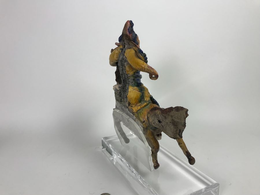 Vintage Asian Hand Made Roof Tile Mounted On Lucite Base For Display 12' High [Photo 14]