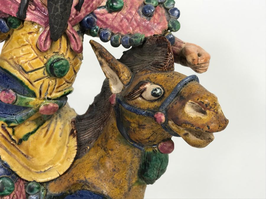 Vintage Asian Hand Made Roof Tile Mounted On Lucite Base For Display 12' High [Photo 4]