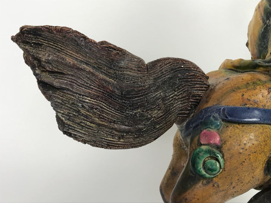 Vintage Asian Hand Made Roof Tile Mounted On Lucite Base For Display 12' High [Photo 7]