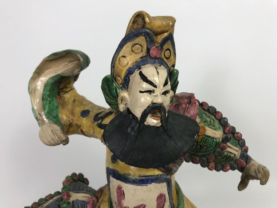 Vintage Asian Hand Made Roof Tile Mounted On Lucite Base For Display 12.5' Tall [Photo 4]