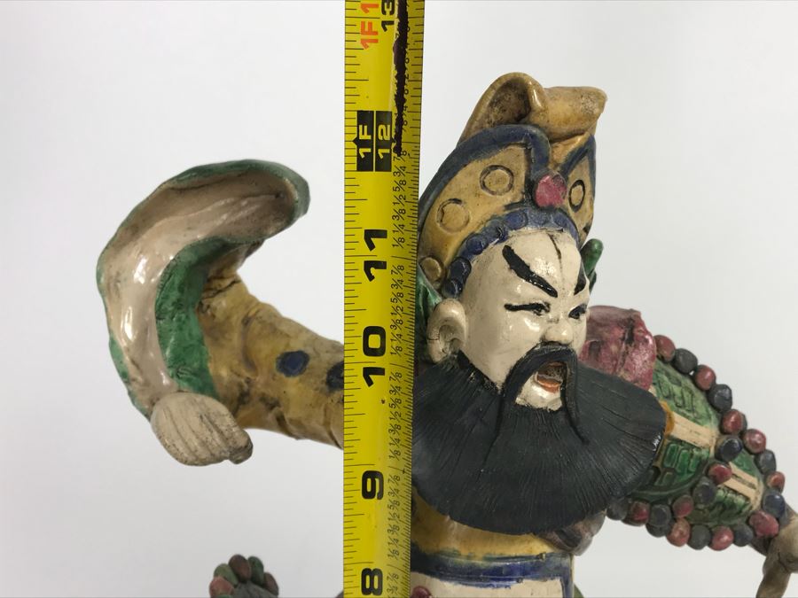 Vintage Asian Hand Made Roof Tile Mounted On Lucite Base For Display 12.5' Tall [Photo 14]