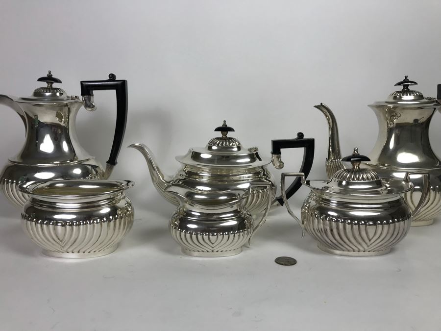 (6) Piece English Silverplate (2) Coffee Pots, Teapot, Creamer And Sugar [Photo 2]
