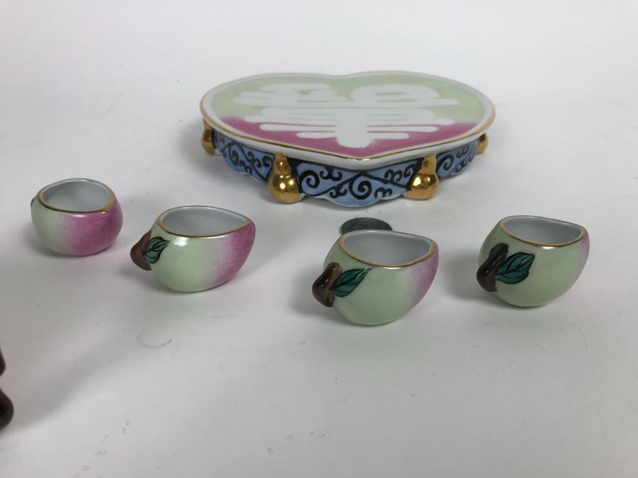 Signed Chinese Tea Set With Cups, Teapot And Porcelain Stand [Photo 10]