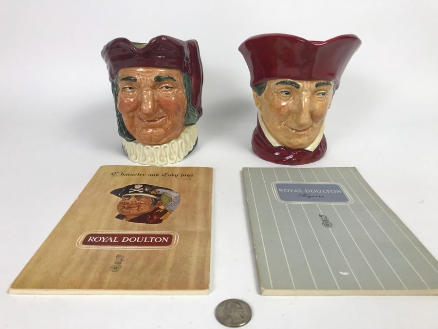 Vintage Royal Doulton Toby Mugs Of Simon Cellarer And The Cardinal And Pair Of Royal Doulton Books On Figurines And Character And Toby Jugs [Photo 2]
