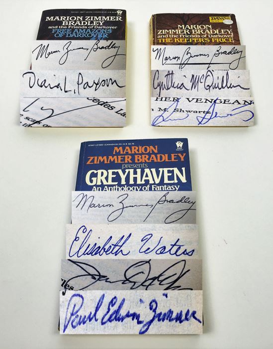 Marion Zimmer Bradley Collection: Friends of Darkover Series: Free Amazons of Darkover & The Keeper's Price; Greyhaven: An Anthology of Fantasy - Multiple Signatures: Marion Zimmer Bradley, Diana L. Paxson, Elizabeth Waters, Mercedes Lackey, etc. [Photo 1]
