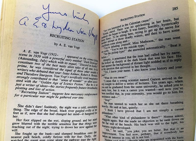 Martin H. Greenberg & Charles G. Waugh Collection: Mercenaries of Tomorrow & The 7 Deadly Sins of Science Fiction (edited by Isaac Asimov) - Signed by Poul Anderson, Barry Longyear, A.E. Van Vogt, Gene Wolfe, Jack Vance & Frederik Pohl [Photo 9]
