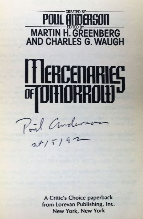 Martin H. Greenberg & Charles G. Waugh Collection: Mercenaries of Tomorrow & The 7 Deadly Sins of Science Fiction (edited by Isaac Asimov) - Signed by Poul Anderson, Barry Longyear, A.E. Van Vogt, Gene Wolfe, Jack Vance & Frederik Pohl [Photo 5]