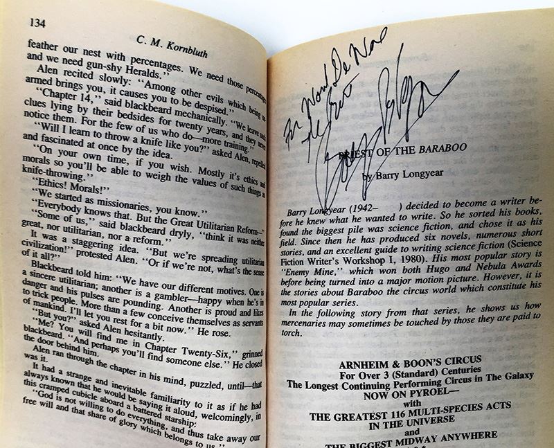 Martin H. Greenberg & Charles G. Waugh Collection: Mercenaries of Tomorrow & The 7 Deadly Sins of Science Fiction (edited by Isaac Asimov) - Signed by Poul Anderson, Barry Longyear, A.E. Van Vogt, Gene Wolfe, Jack Vance & Frederik Pohl [Photo 7]