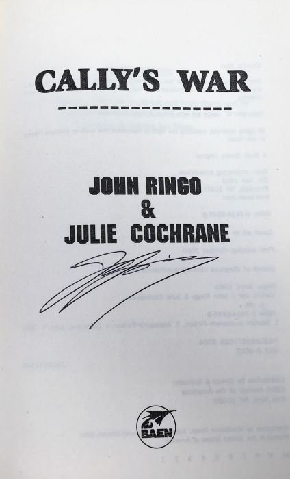John Ringo & Julie Cochrane: Cally's War - Signed by John Ringo; The Sword of Shannara - Signed by Terry Brooks; Vengeance of the Dancing Gods - Signed by Jack L. Chalker; A Dirge for Sabis - Signed by C.J. Cherryh & Leslie Fish [Photo 9]