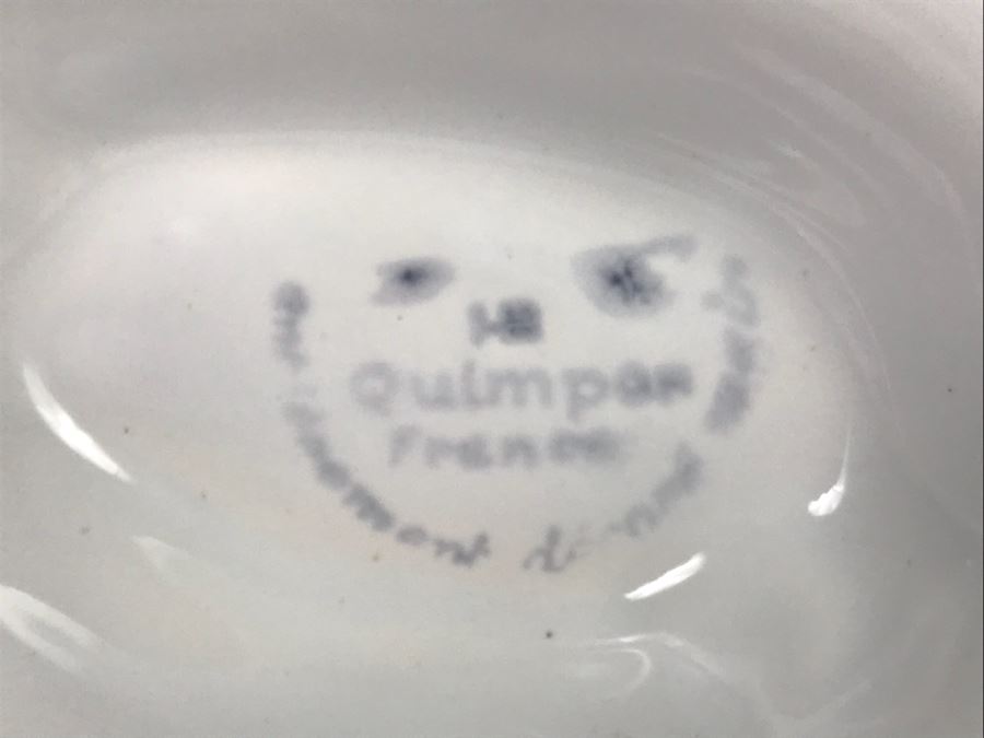 Henriot Quimper France Gravy Boat Fish With Attached Underplate  [Photo 11]