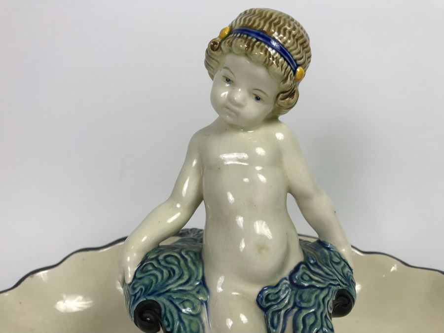 Large Vintage Porcelain Cherub Double Dish Nautical Motif 1314 Baden [Photo 5]