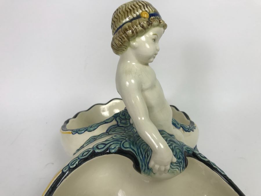 Large Vintage Porcelain Cherub Double Dish Nautical Motif 1314 Baden [Photo 9]