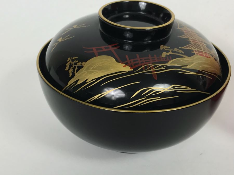 Home Decor Lot With Copper Ewer, Wooden Asian Box With Chopsticks, Chased Brass Fish Trays, Porcelain Footed Trinket Dish And More [Photo 32]