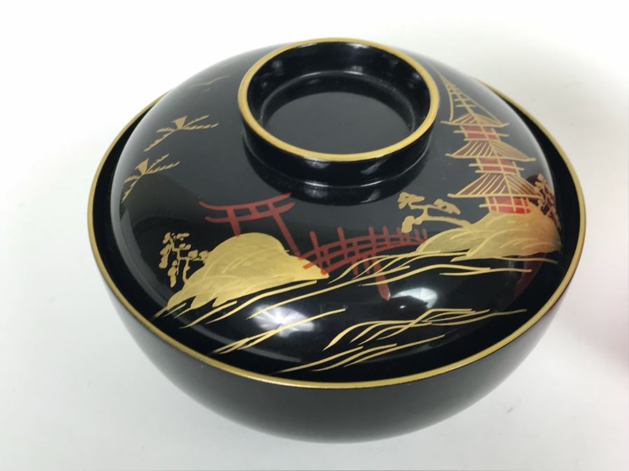 Home Decor Lot With Copper Ewer, Wooden Asian Box With Chopsticks, Chased Brass Fish Trays, Porcelain Footed Trinket Dish And More [Photo 29]