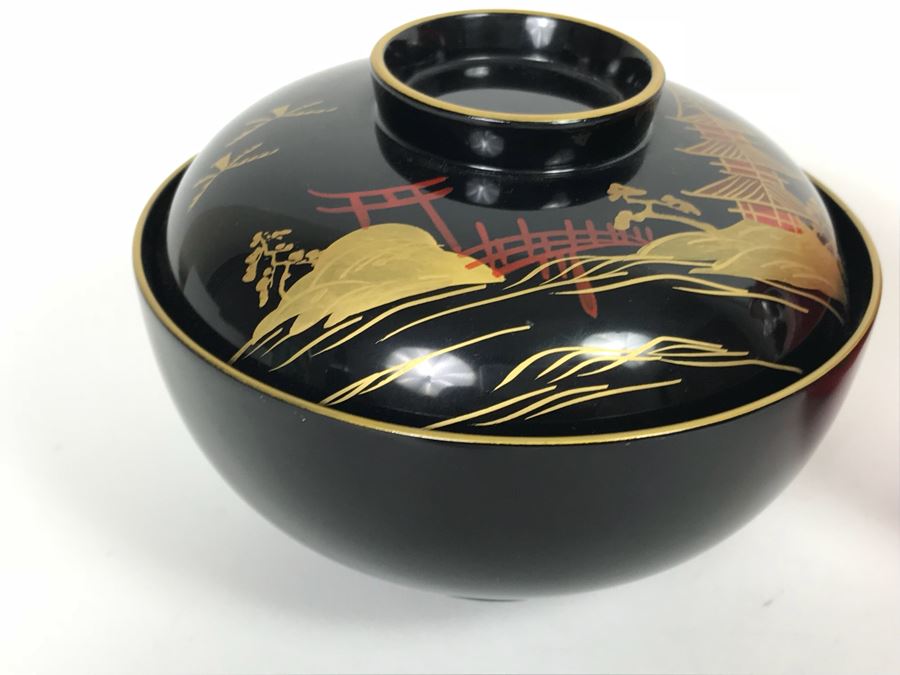 Home Decor Lot With Copper Ewer, Wooden Asian Box With Chopsticks, Chased Brass Fish Trays, Porcelain Footed Trinket Dish And More [Photo 31]