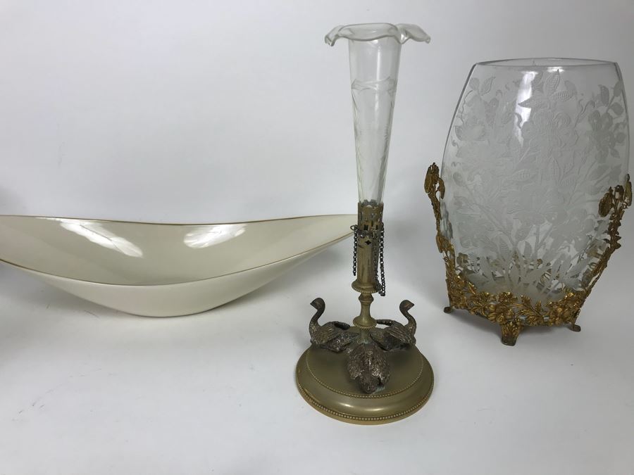 Home Decor Lot With Milk Glass Rooster, Vintage Vases, LENOX Bowl And More [Photo 7]