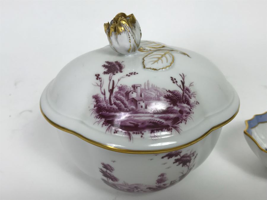 Richard Ginori Vittoria Italy Lidded Trinket Box And Spoon Rest Pin Trinket Ring Dish [Photo 6]
