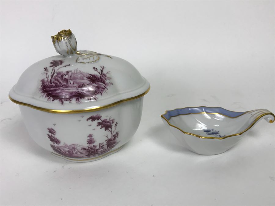 Richard Ginori Vittoria Italy Lidded Trinket Box And Spoon Rest Pin Trinket Ring Dish [Photo 3]