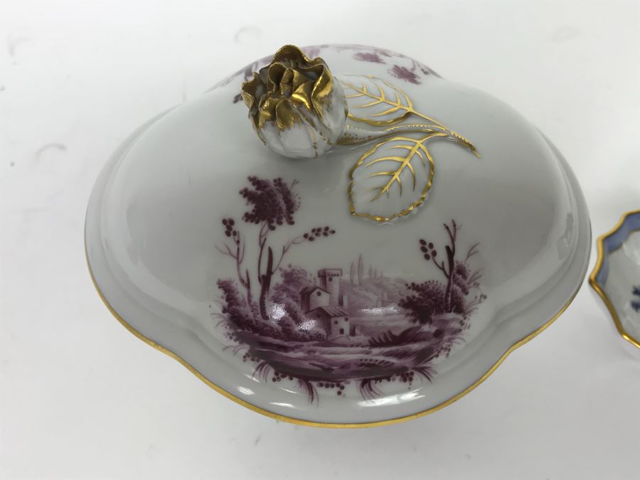 Richard Ginori Vittoria Italy Lidded Trinket Box And Spoon Rest Pin Trinket Ring Dish [Photo 5]