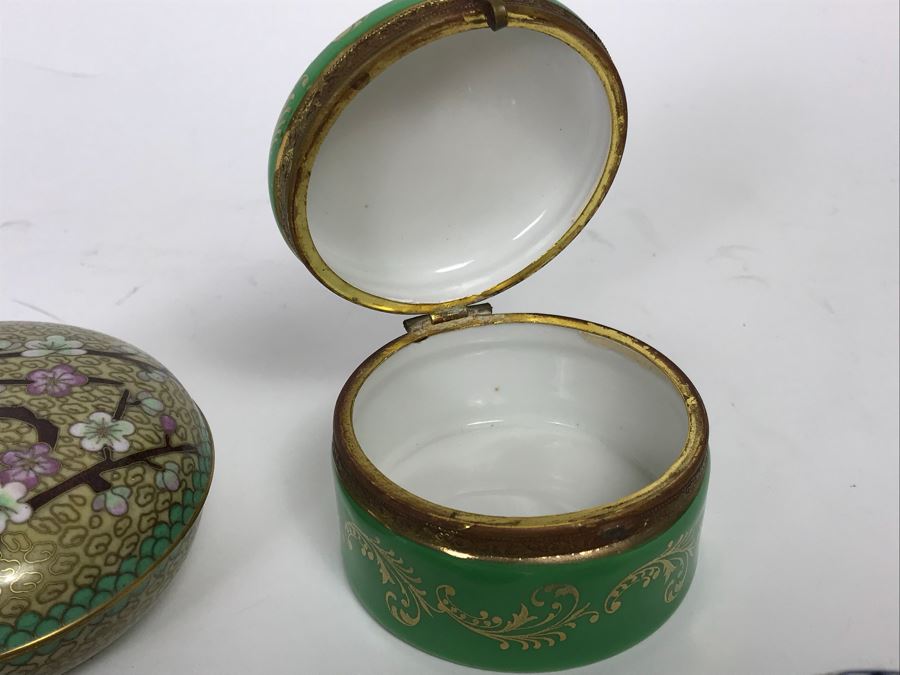 Collection Of Trinket Boxes And Ladies Compacts Porcelain, Cloisonne, Alabaster [Photo 12]