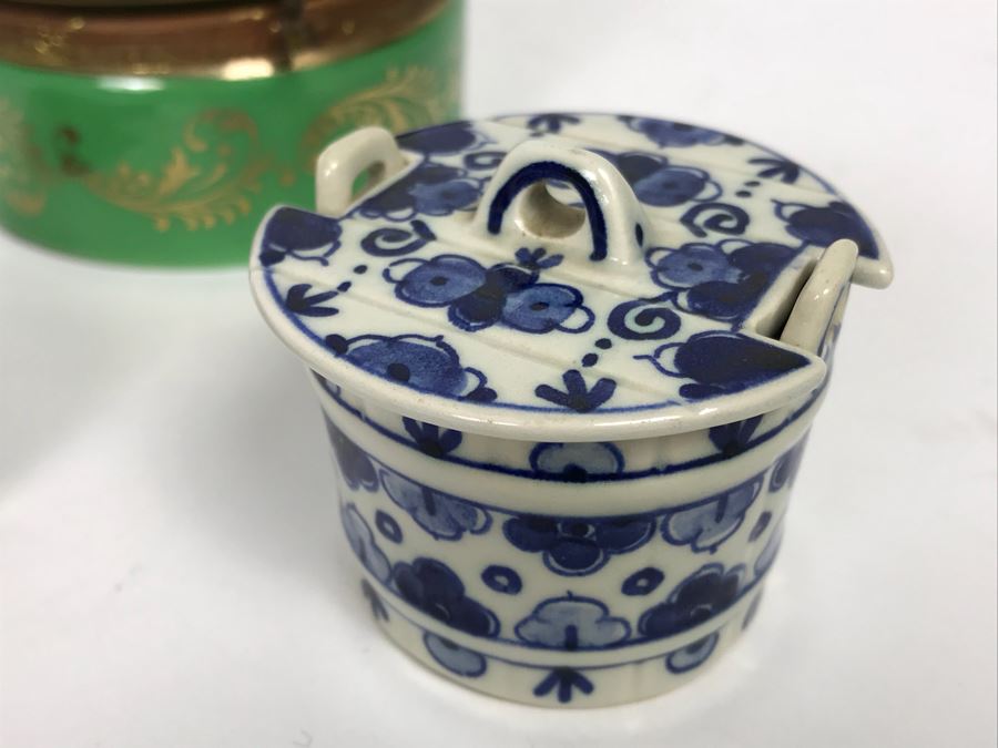 Collection Of Trinket Boxes And Ladies Compacts Porcelain, Cloisonne, Alabaster [Photo 22]