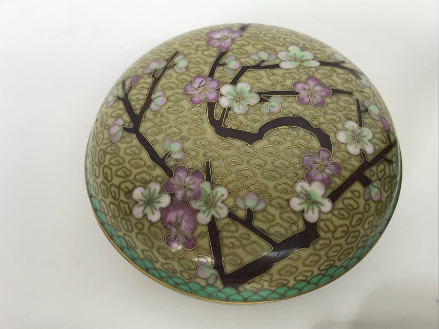 Collection Of Trinket Boxes And Ladies Compacts Porcelain, Cloisonne, Alabaster [Photo 13]